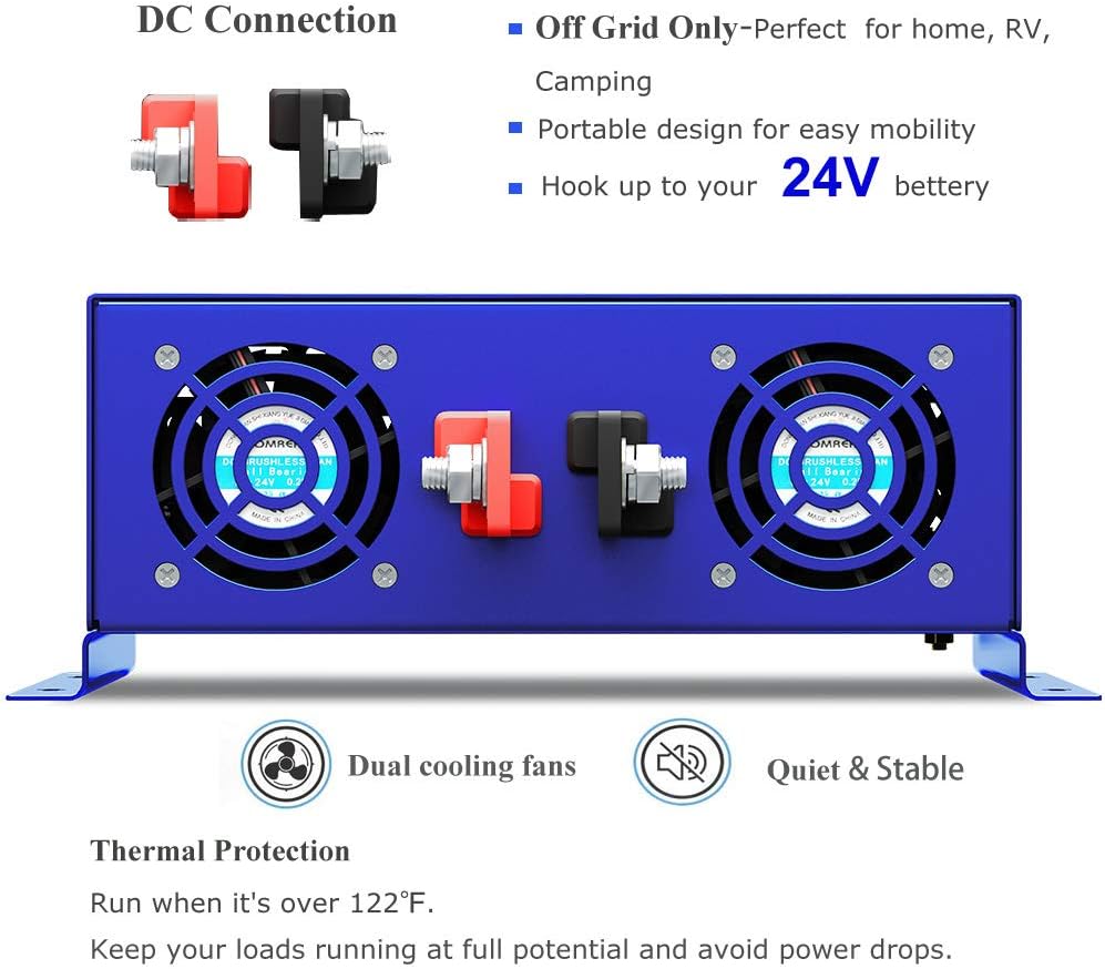 3500W / 7000W Peak 24V DC to AC 110V 120V Pure Sine Wave Power Inverter with LCD Display R98695