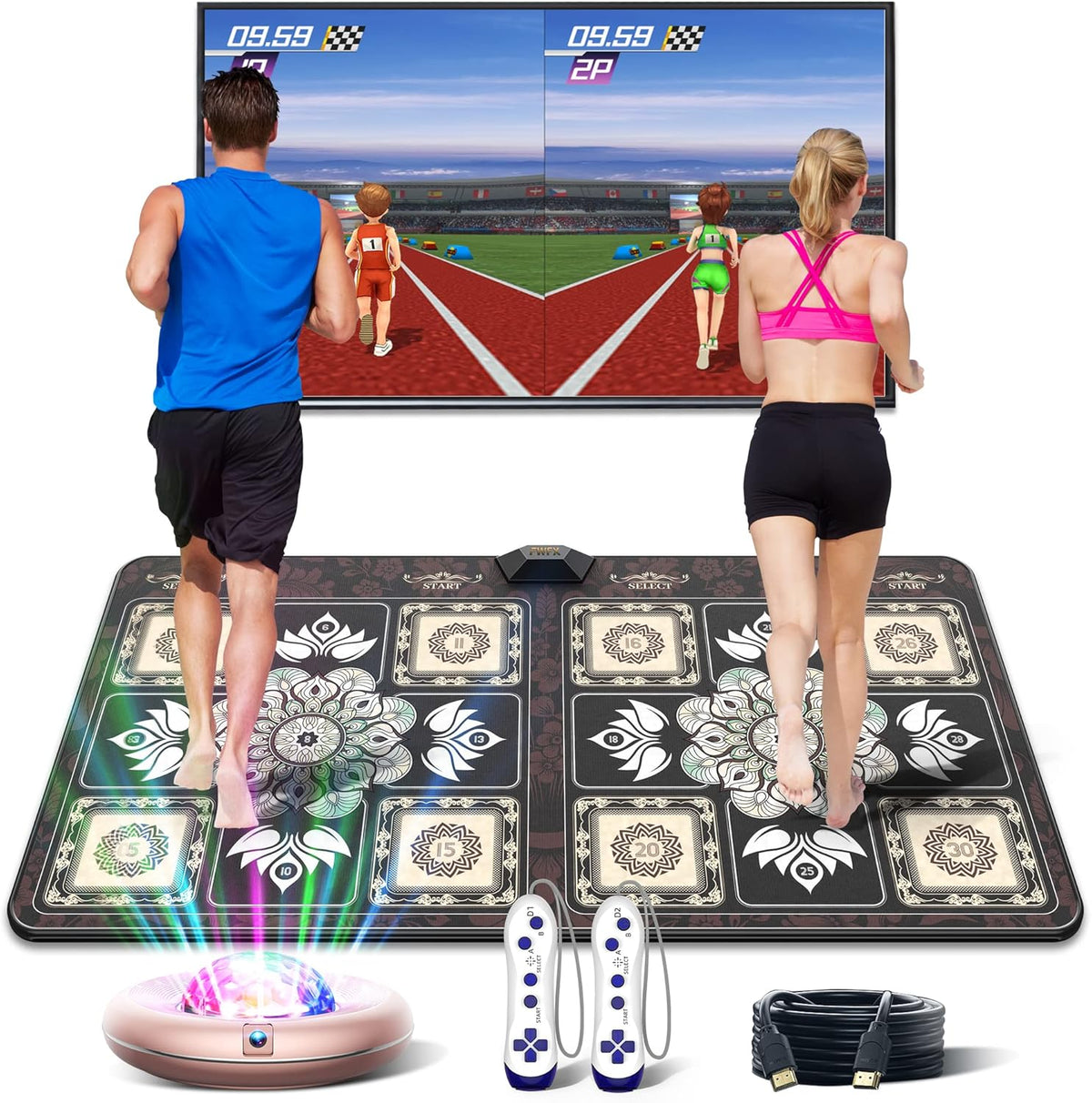 Dance Mat for TV, Wireless Musical Electronic Dance Mats with HD Camera, Double User Non-Slip Dance Step Pad T96608
