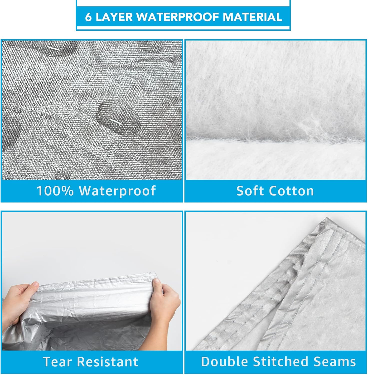 6 Layers Waterproof Full Exterior Car Cover with Zipper V4010