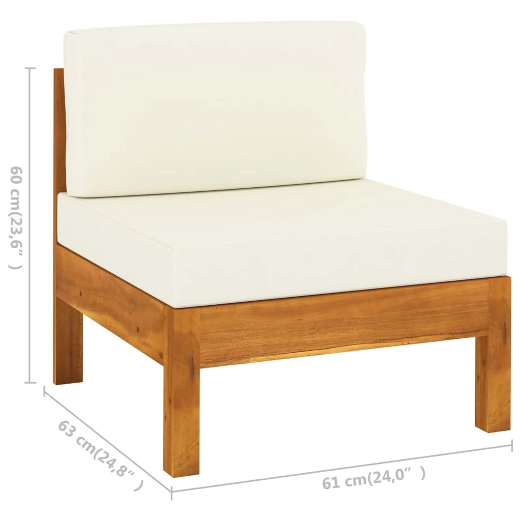 Solid Acacia Wood Sofa with White Cushions M5341