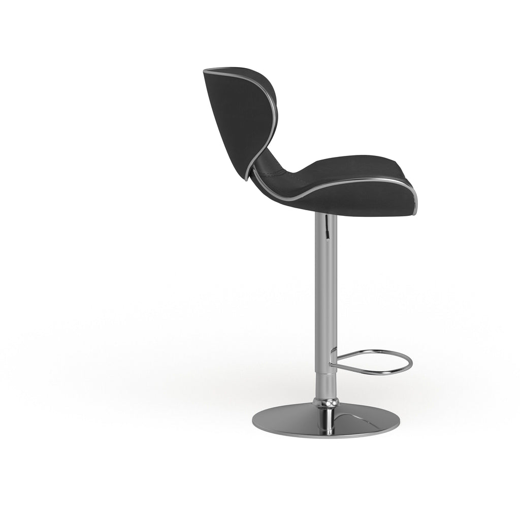 Leatherette Adjustable Swivel Barstool Set of 2 Silver Z584