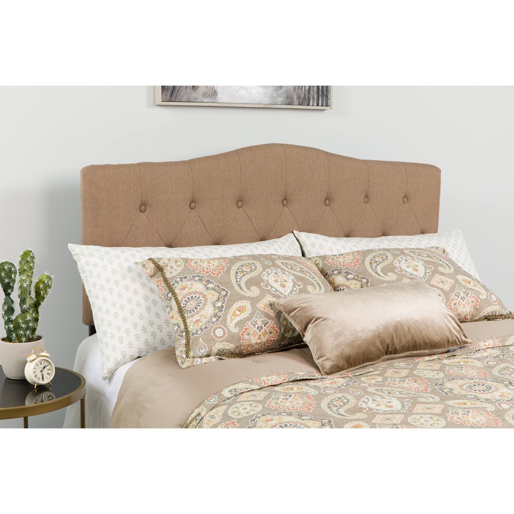 Tufted Upholstered Twin Size Headboard in Camel Fabric I81443