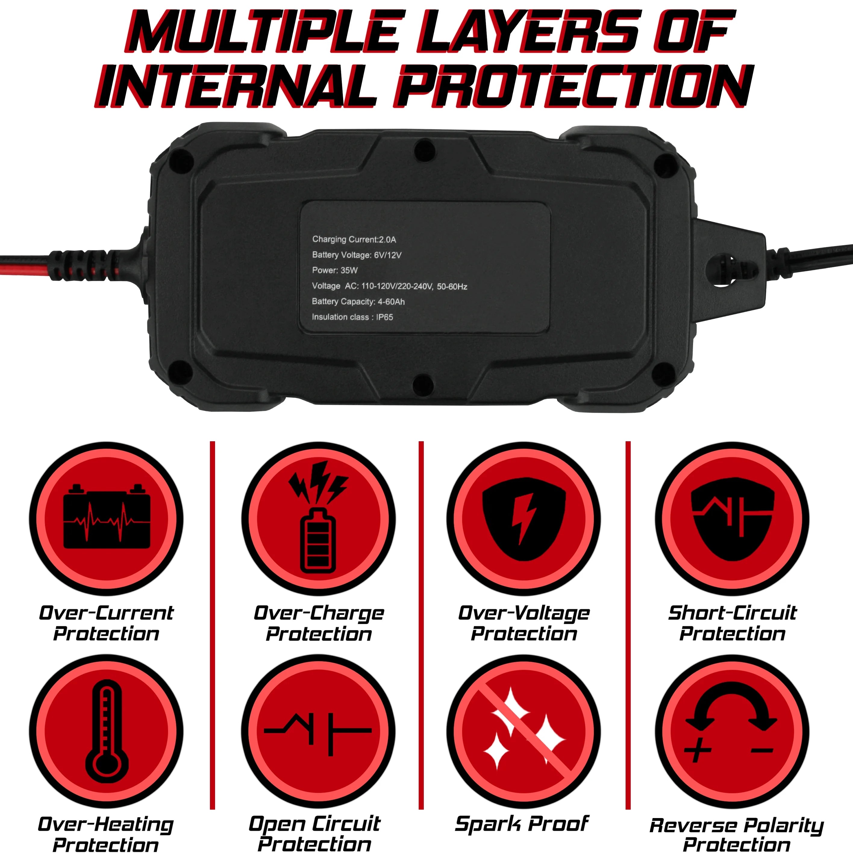 6-12V 2A Automatic Trickle Battery Charger, Pack of 3 V63816