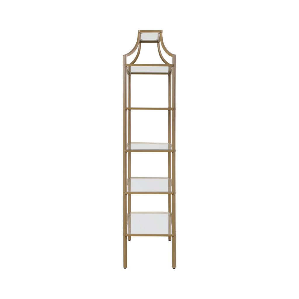 Matte Gold 5-Tier Tempered Glass Shelves Bookcase V423116