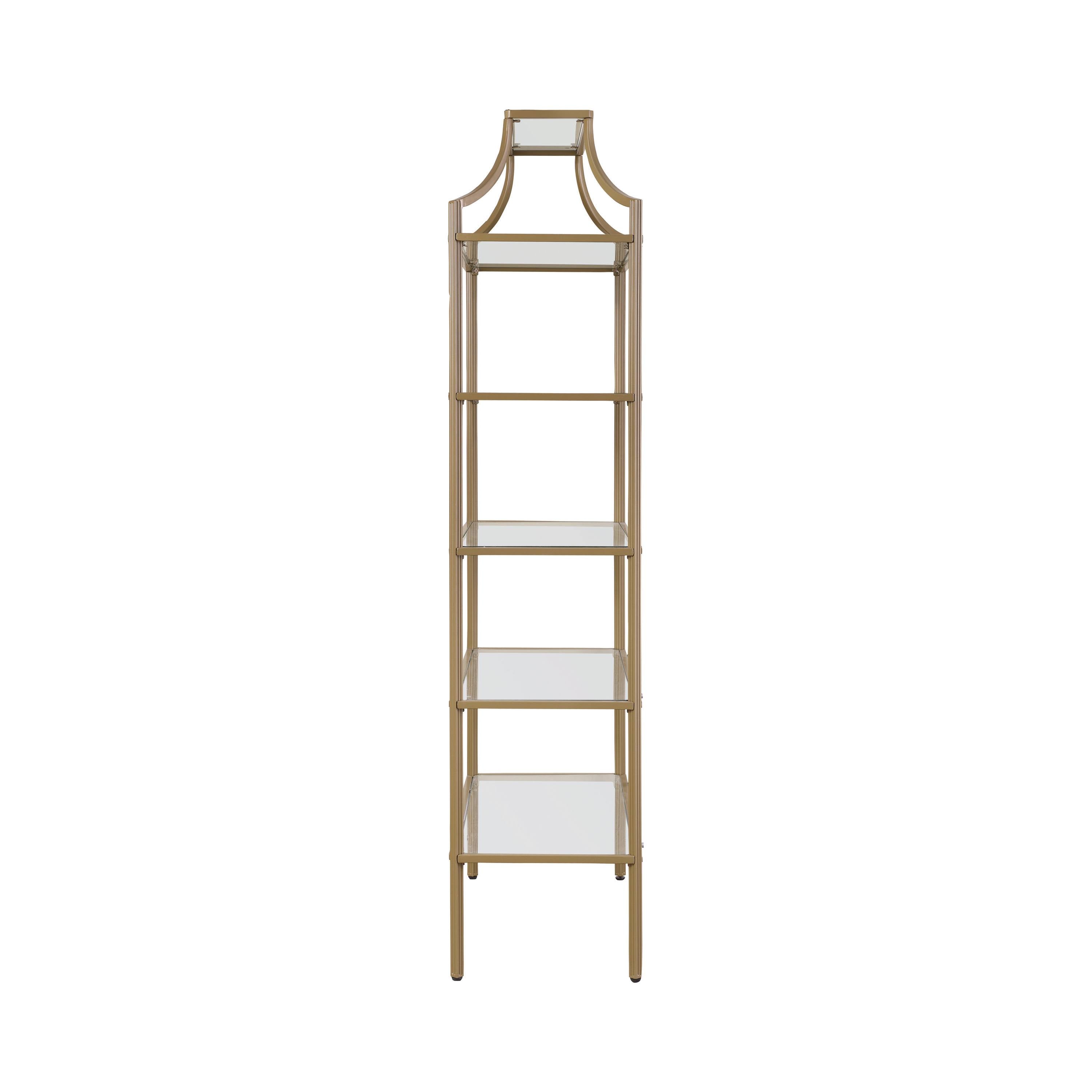 Matte Gold 5-Tier Tempered Glass Shelves Bookcase V423116