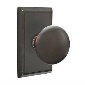 Oil Rubbed Bronze Double Dummy Door Knob with Rectangular Rose T58805