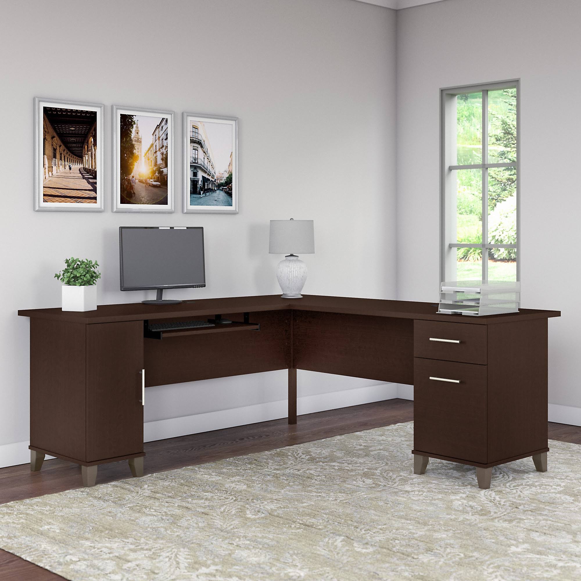 Mocha Cherry L-Shaped Desk O294355