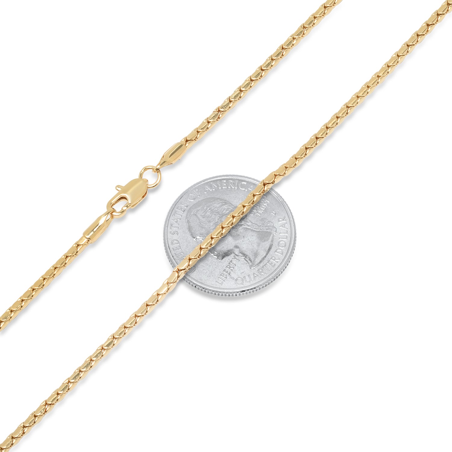 14k Yellow Gold Plated Snake Chain Necklace, 22 inches W70867