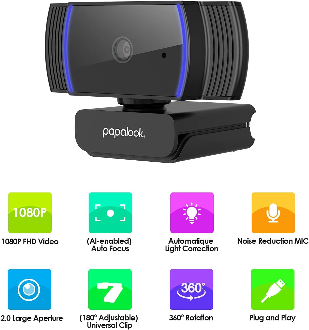 1080P Full HD Autofocus Webcam with Microphone V478
