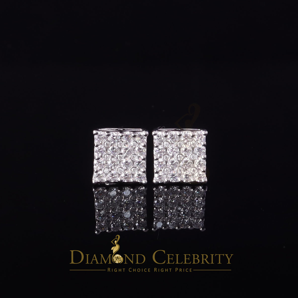 925 Silver White Moissanite Square Stud Earrings W169356