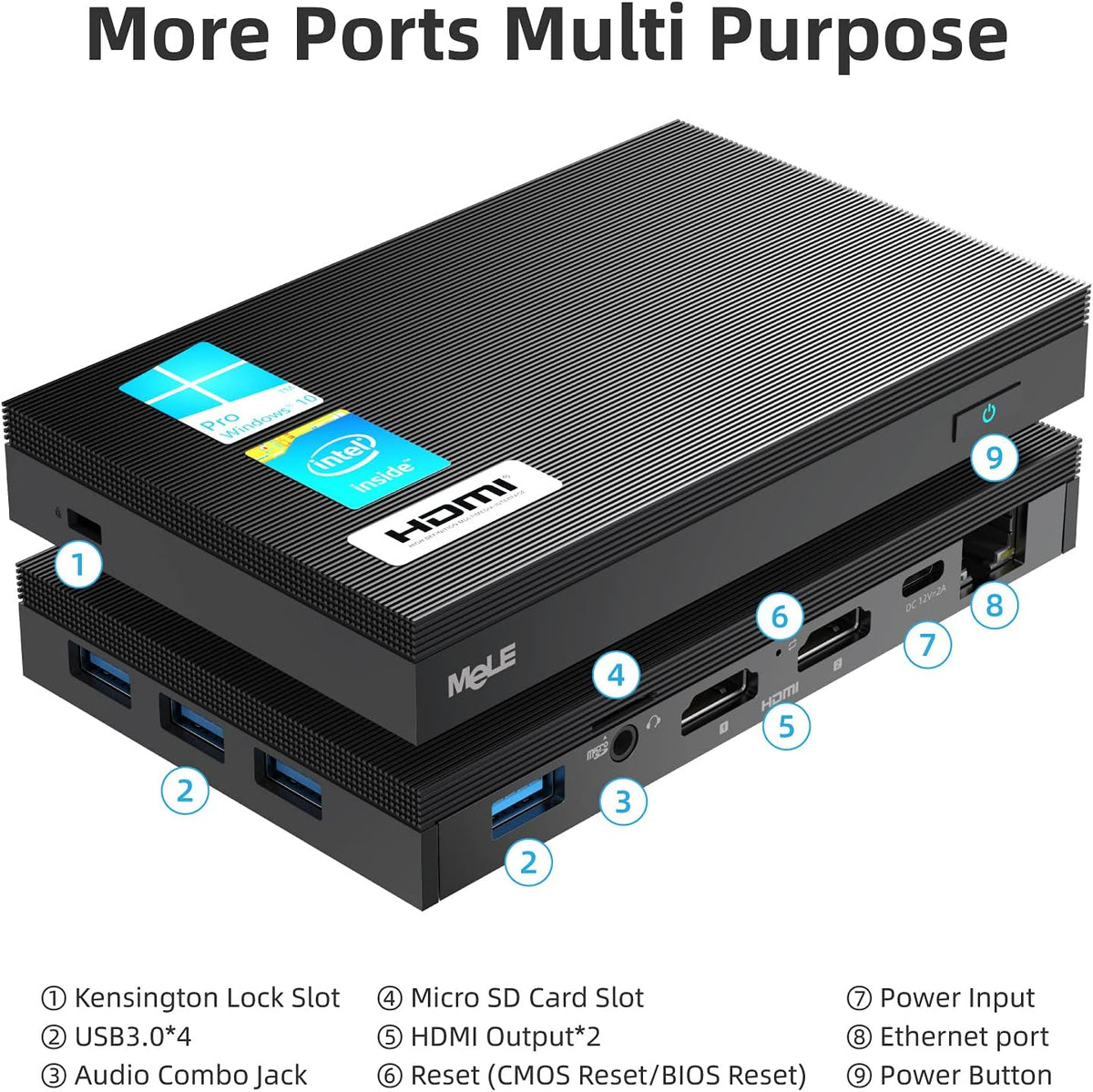 Fanless Mini PC Window11 Pro Celeron J4125 8GB/128GB Small Desktop Computer L402