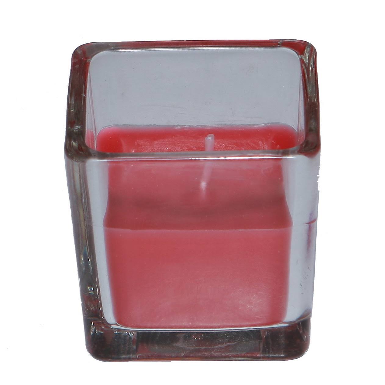 Red Square Glass Votive Candle V79680