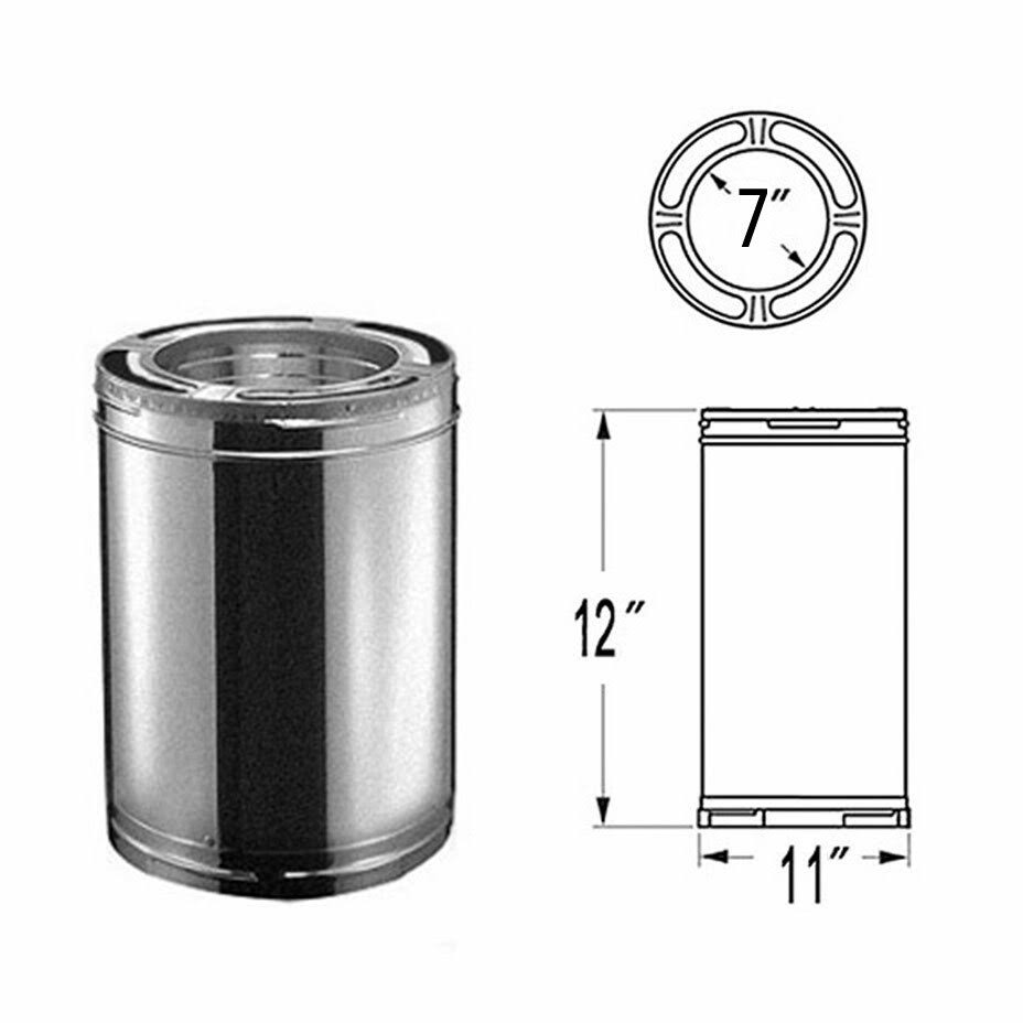7-Inch Chimney Pipe 12 inch Length O919