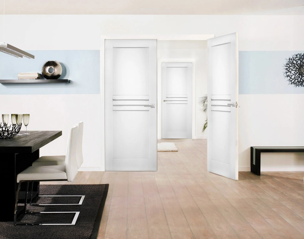 Solid French Double Doors 36 x 96 inches White Wood N416871
