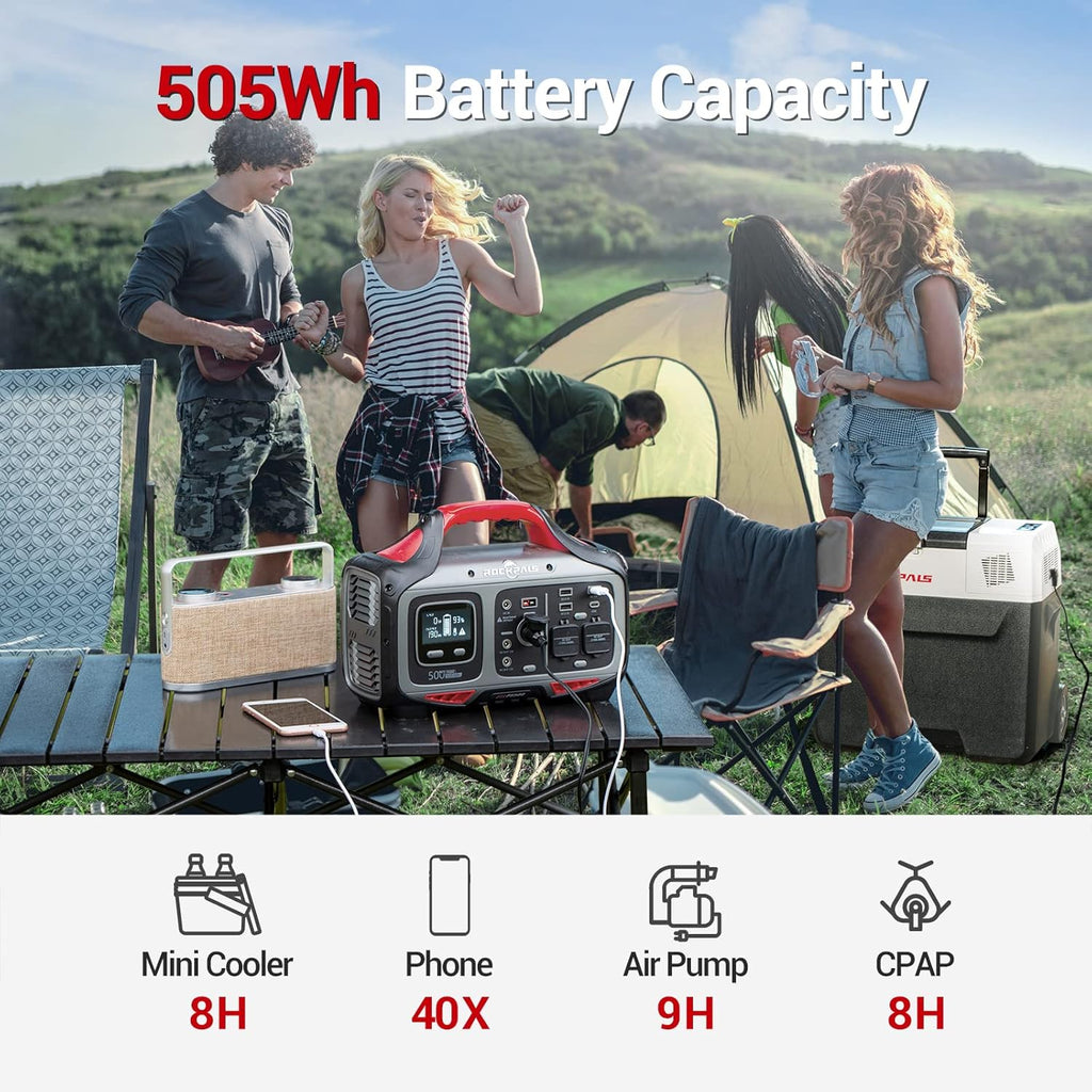 Portable Power Station 500W 505Wh Solar Generator with 2 AC Outlet M68530