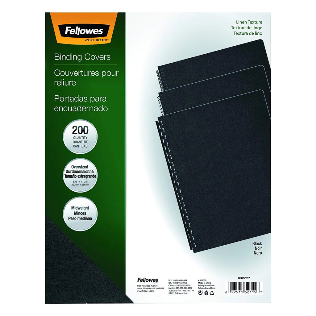 Oversize Black Linen Presentation Covers, 200 pack L17985