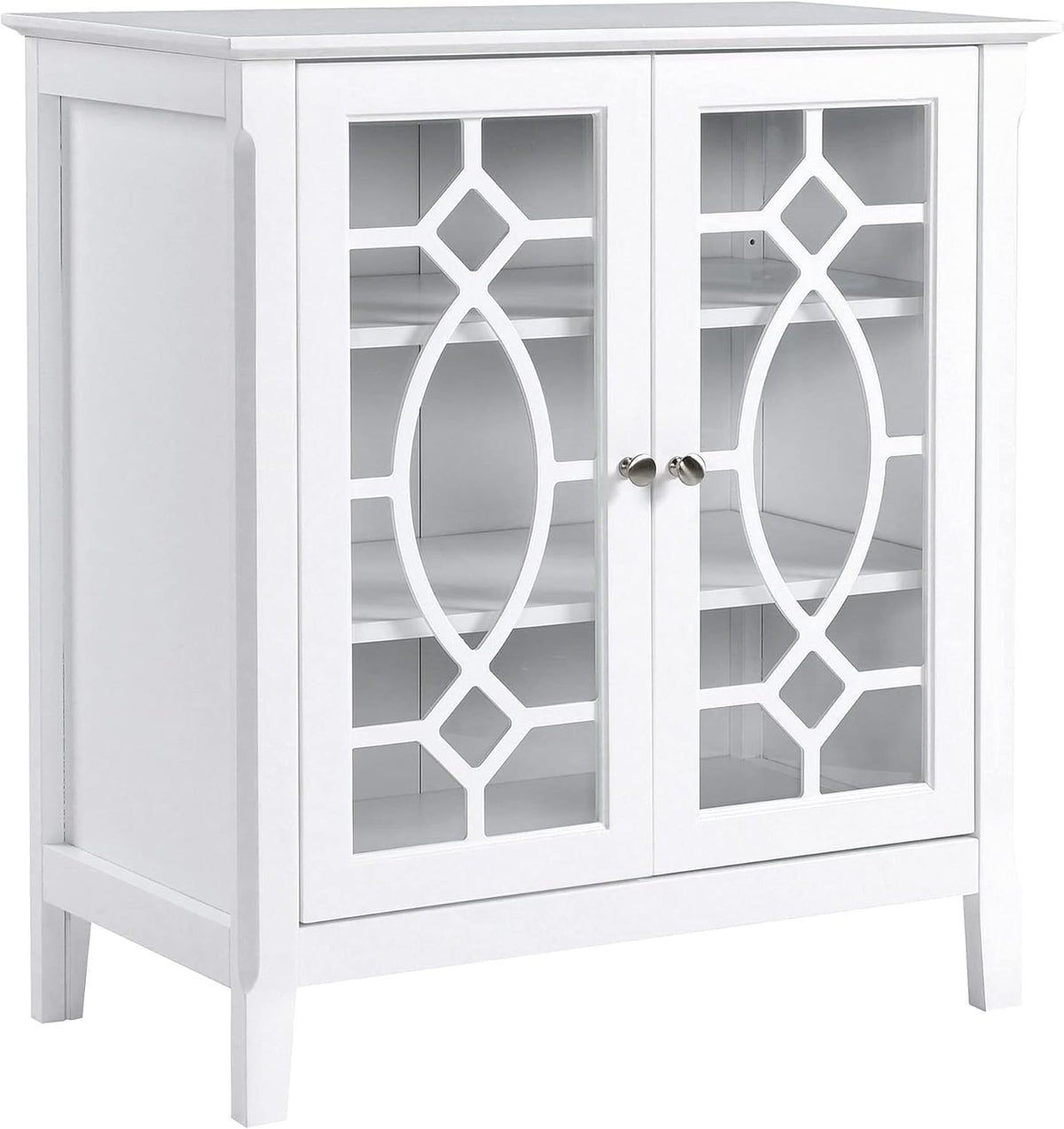 White Sideboard Display Cabinet with Double Glass Doors and 2 Shelves A2290