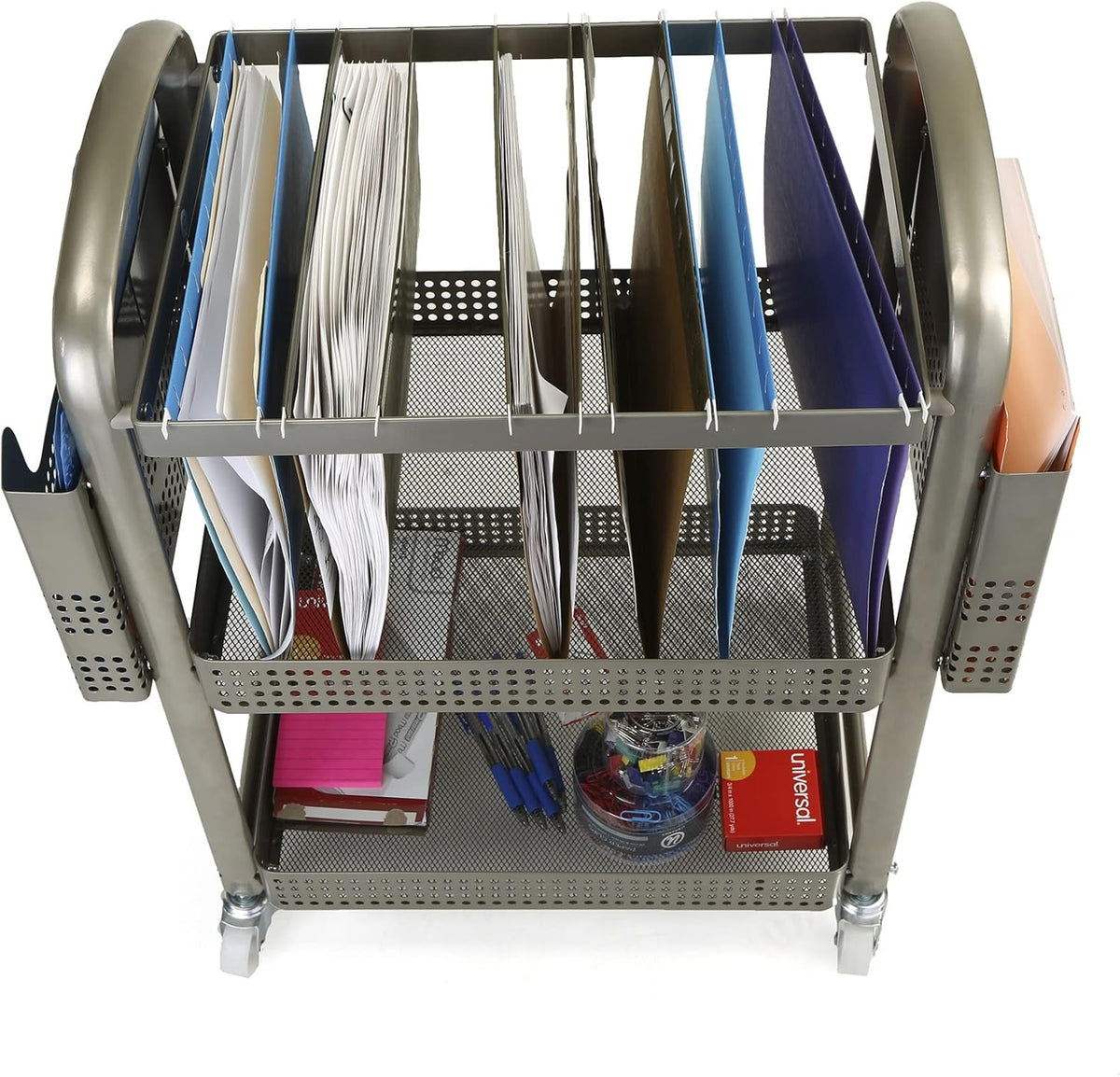 Silver Metal Mobile File Cart O430