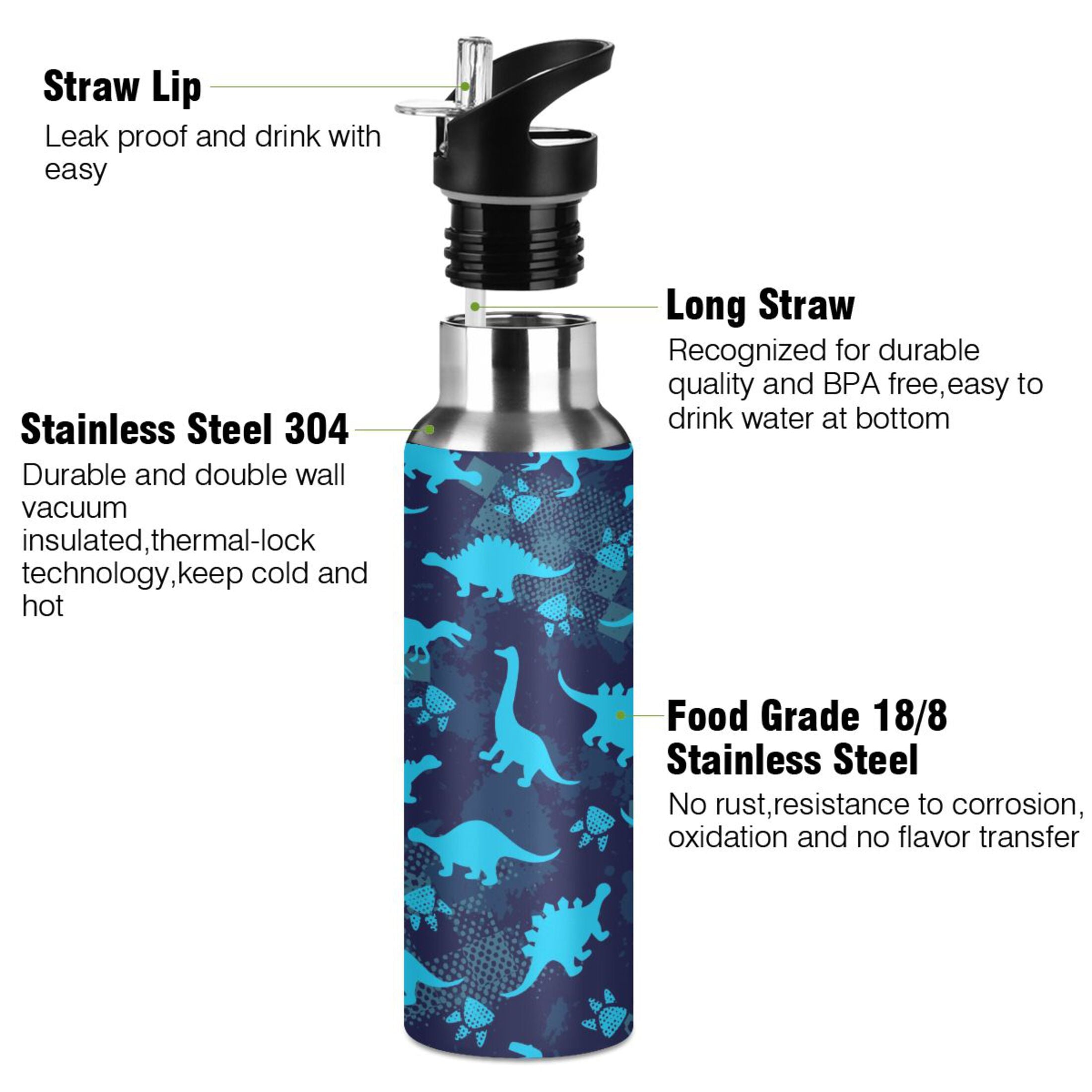 Stainless Steel Insulated Water Bottle with Straw Lid Z19958