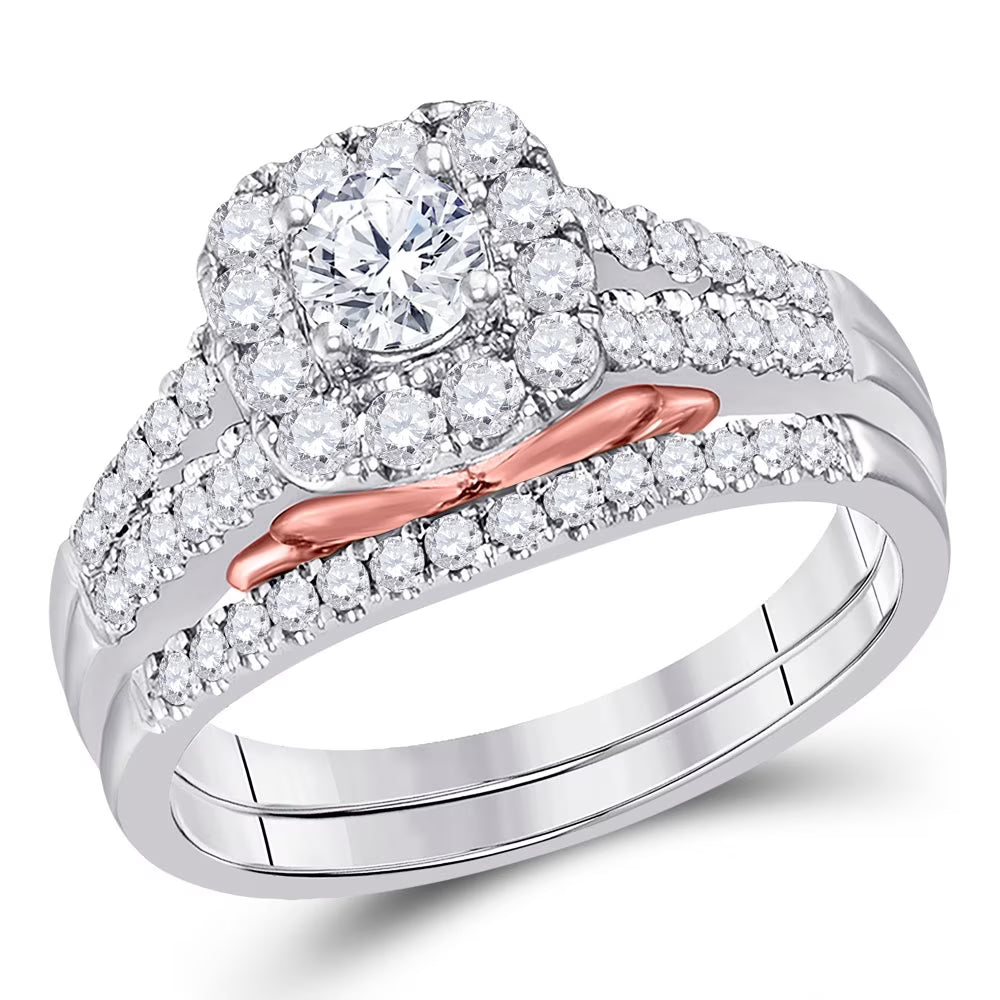 14kt Two-tone Gold Diamond Bridal Ring Band Set 1 Cttw Ring Size 8 F983