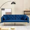 Blue Velvet Convertible Sofa Bed with 2 Pillows I34434