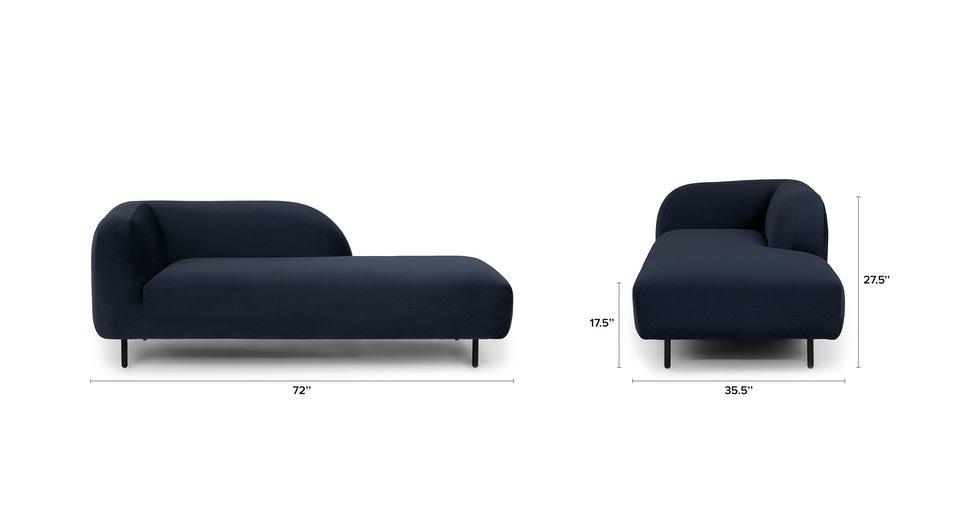 Blue Velvet Daybed with Black Metal Legs B9514