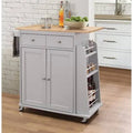 Gray Kitchen Cart with Solid Wood Top L212630