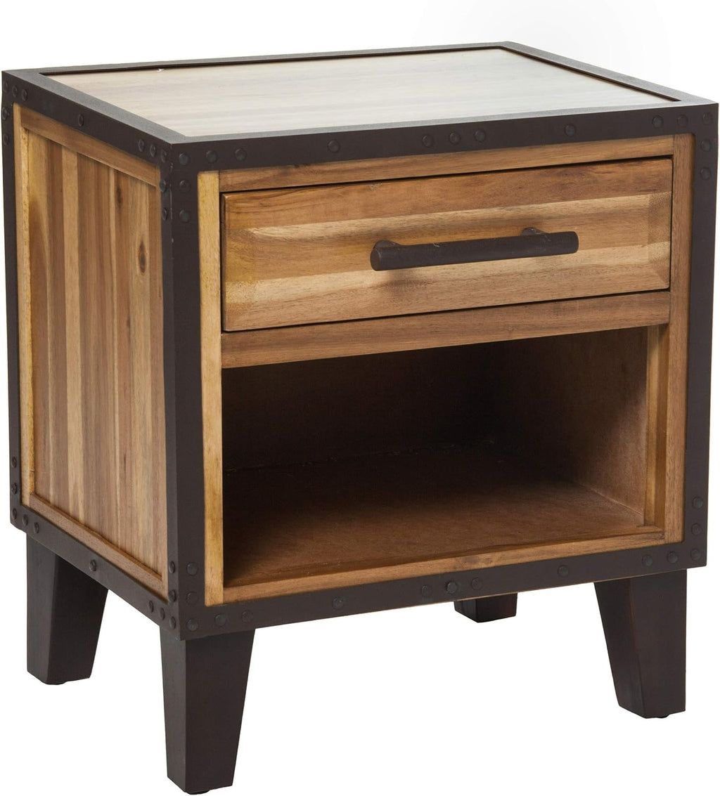 Natural Stain Acacia Wood One Drawer End Table I3820