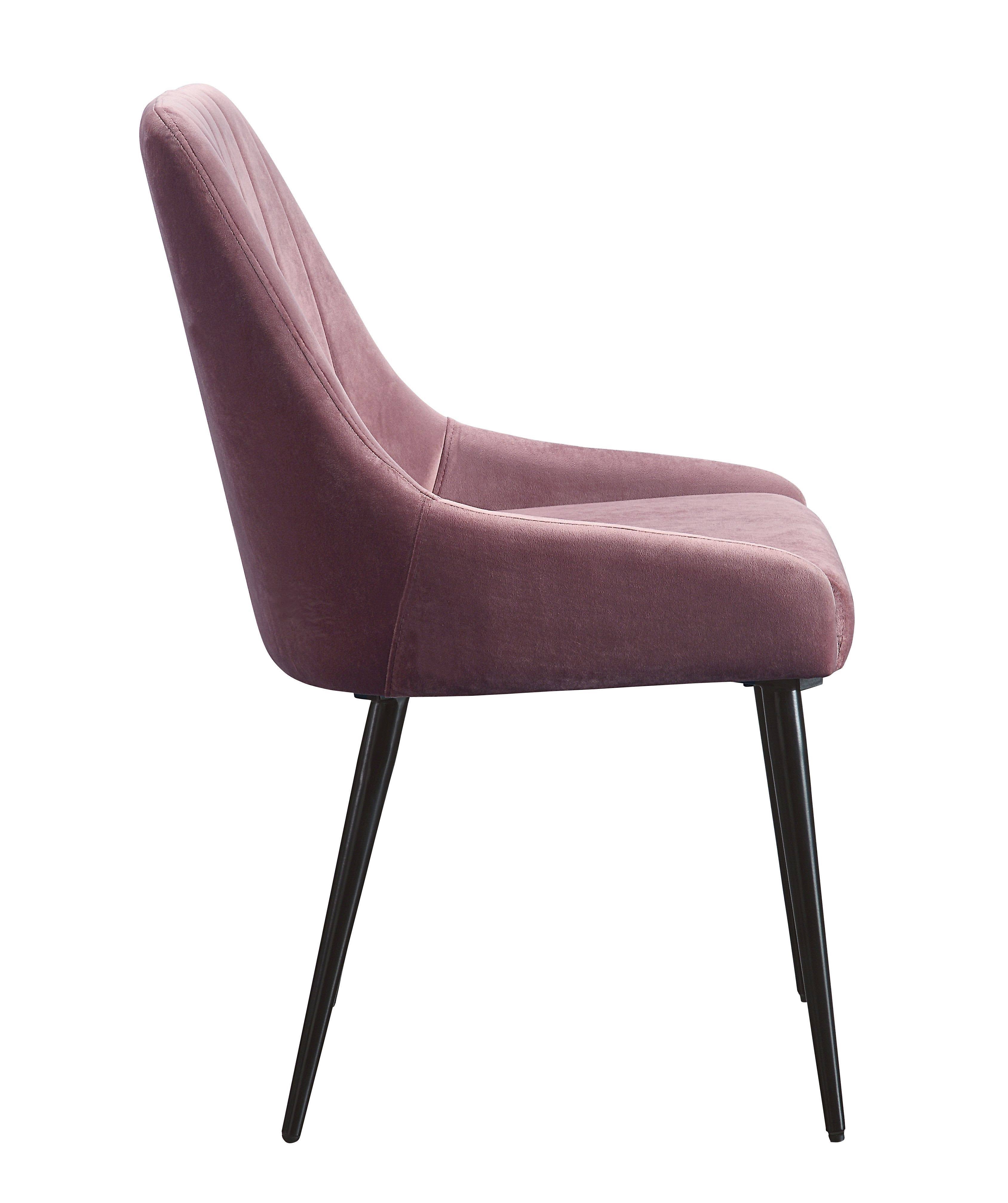 Pink Fabric Side Chair with Black Finish T766