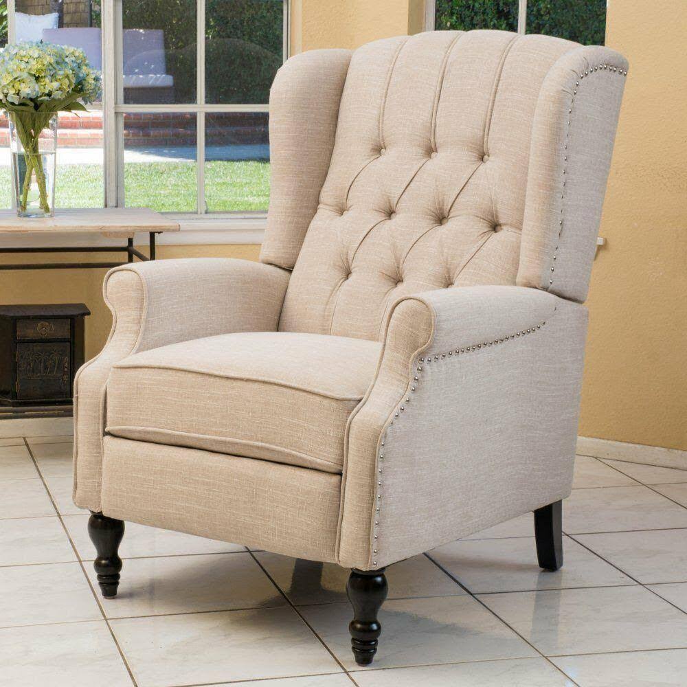 Light Beige Fabric Recliner Club Chair W520205