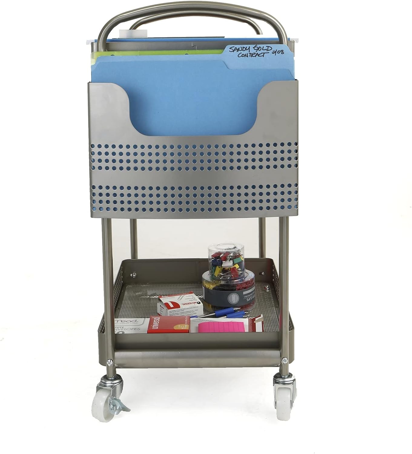 Silver Metal Mobile File Cart O430