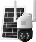 Solar Security Camera Wireless Outdoor Auto Tracking Battery Powered WiFi HD 1080P Two Way Audio Spotlight Color Night Vision SD/Cloud Storage PIR Human Siren Alarm E81976