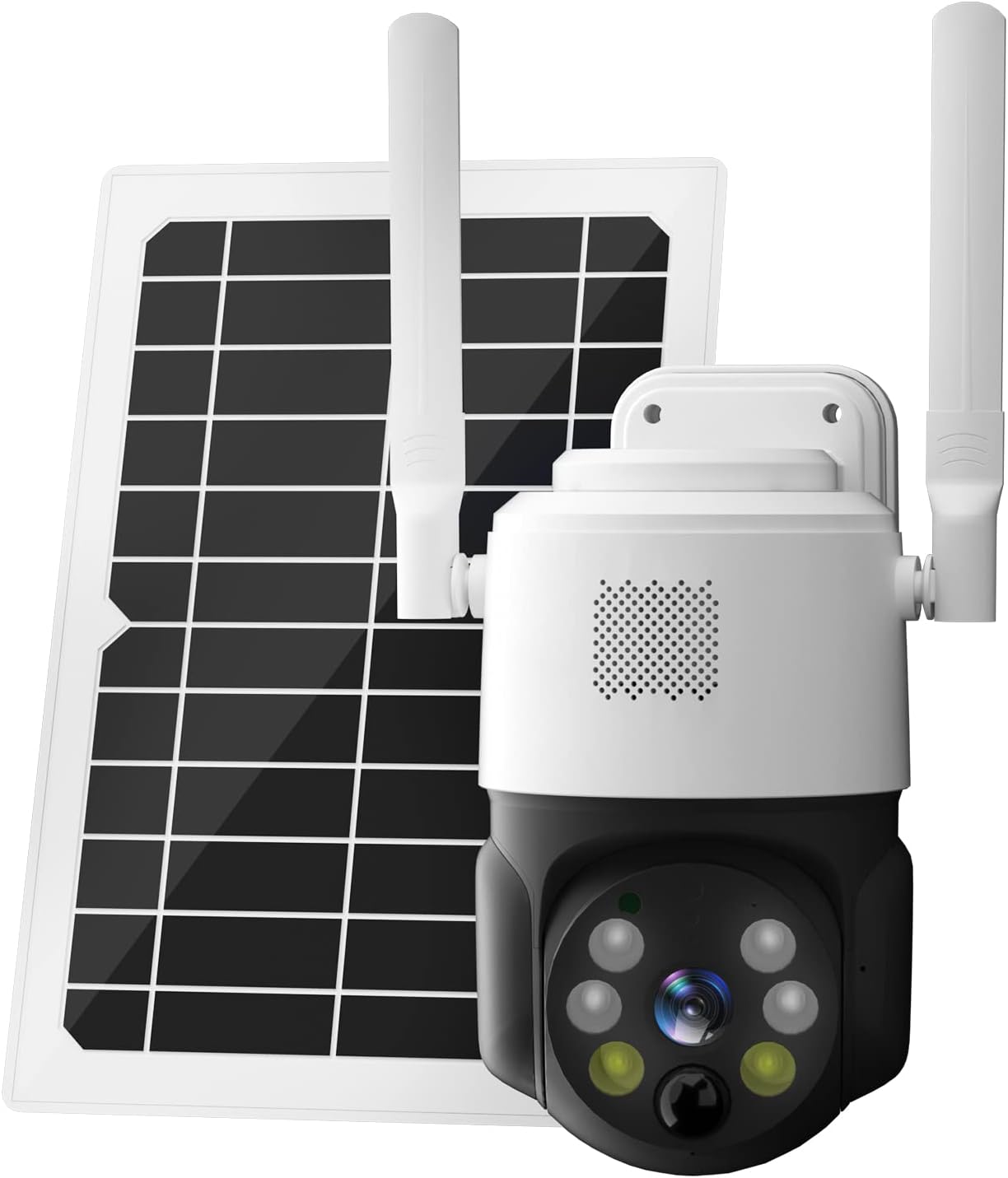 Solar Security Camera Wireless Outdoor Auto Tracking Battery Powered WiFi HD 1080P Two Way Audio Spotlight Color Night Vision SD/Cloud Storage PIR Human Siren Alarm E81976