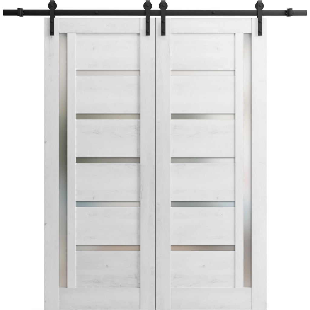 Double Barn Door 36 x 84 inches with Frosted Glass V60287