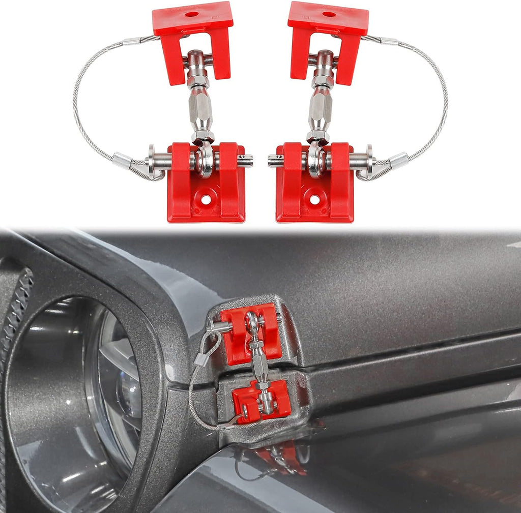 Stainless Steel Locking Hood Latch Catch Kit (Red with Lock) A22452