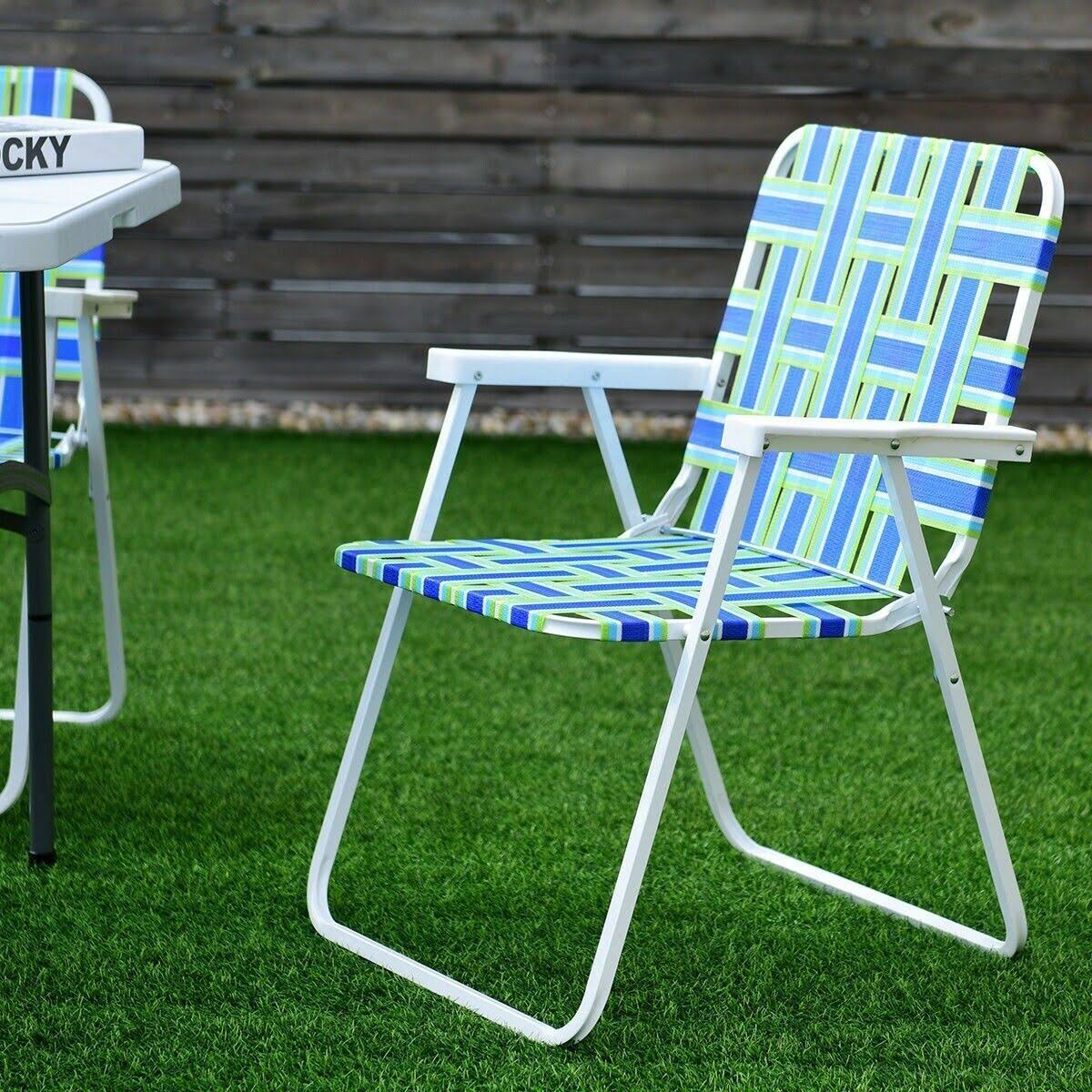 6 Pcs Folding Beach Chair Camping Lawn Chair Blue P56344