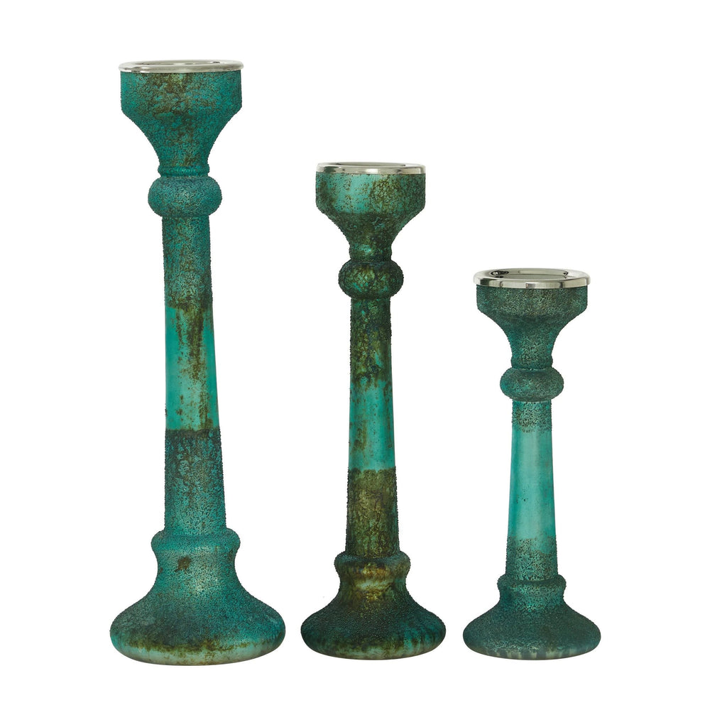 Silver Glass Candle Holder (Set of 3) L467