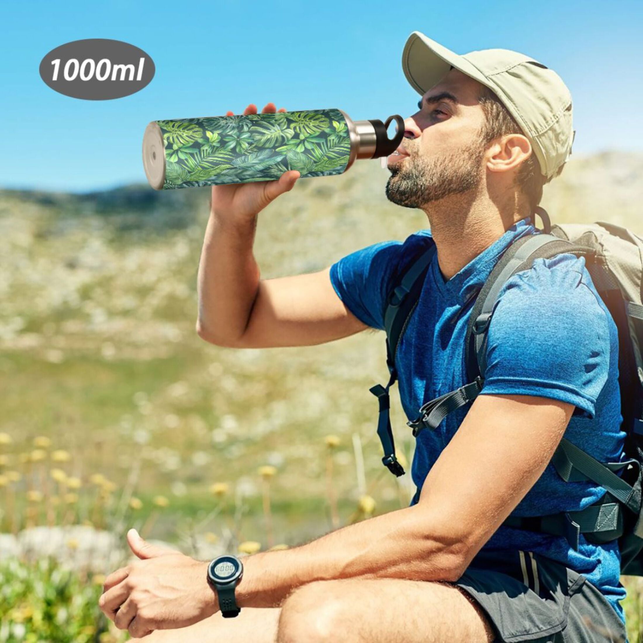 Green Stainless Steel Insulated Water Bottle with Straw Lid V215623