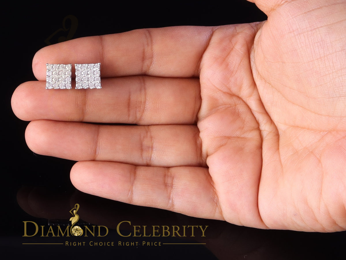 925 Silver White Moissanite Square Stud Earrings W169356