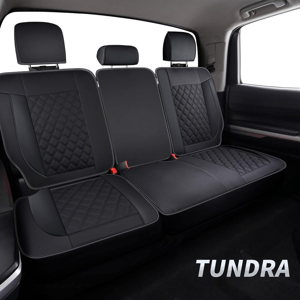 Black Faux Leather Waterproof Full Set Seat Covers with Center Console Cover J6549
