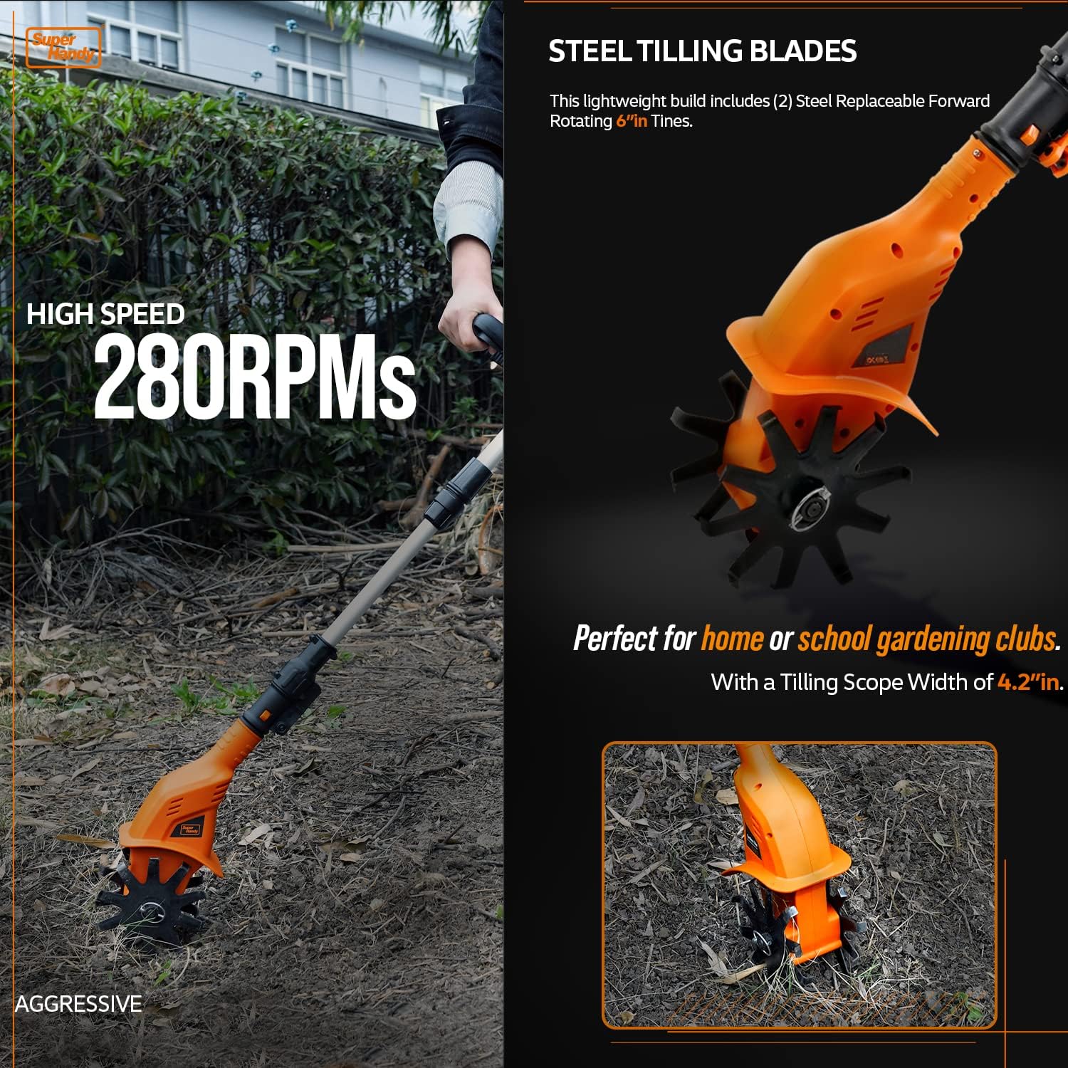 3 in 1 Tiller Weed Wacker Hedge Trimmer Garden Shear Cordless Battery 20V 2Ah Lightweight K322666