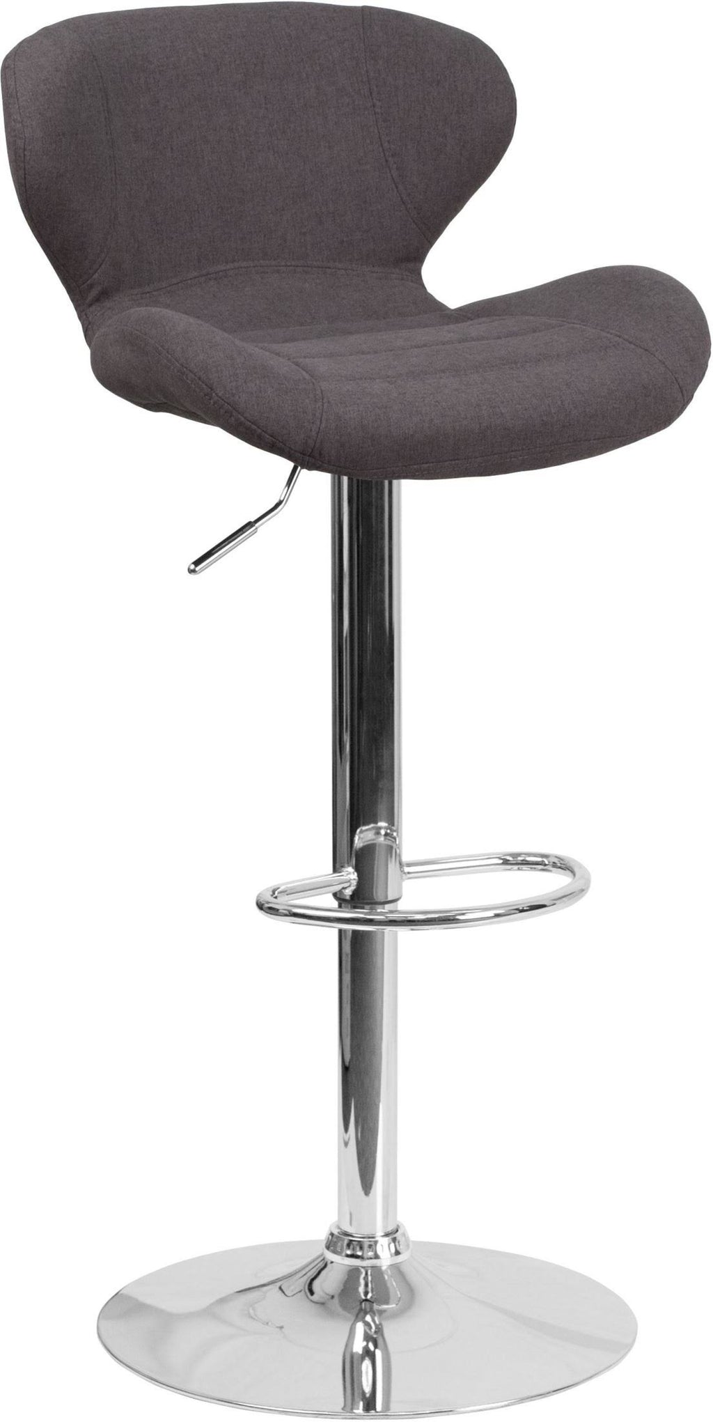 Charcoal Fabric Adjustable Height Barstool with Chrome Base G58076