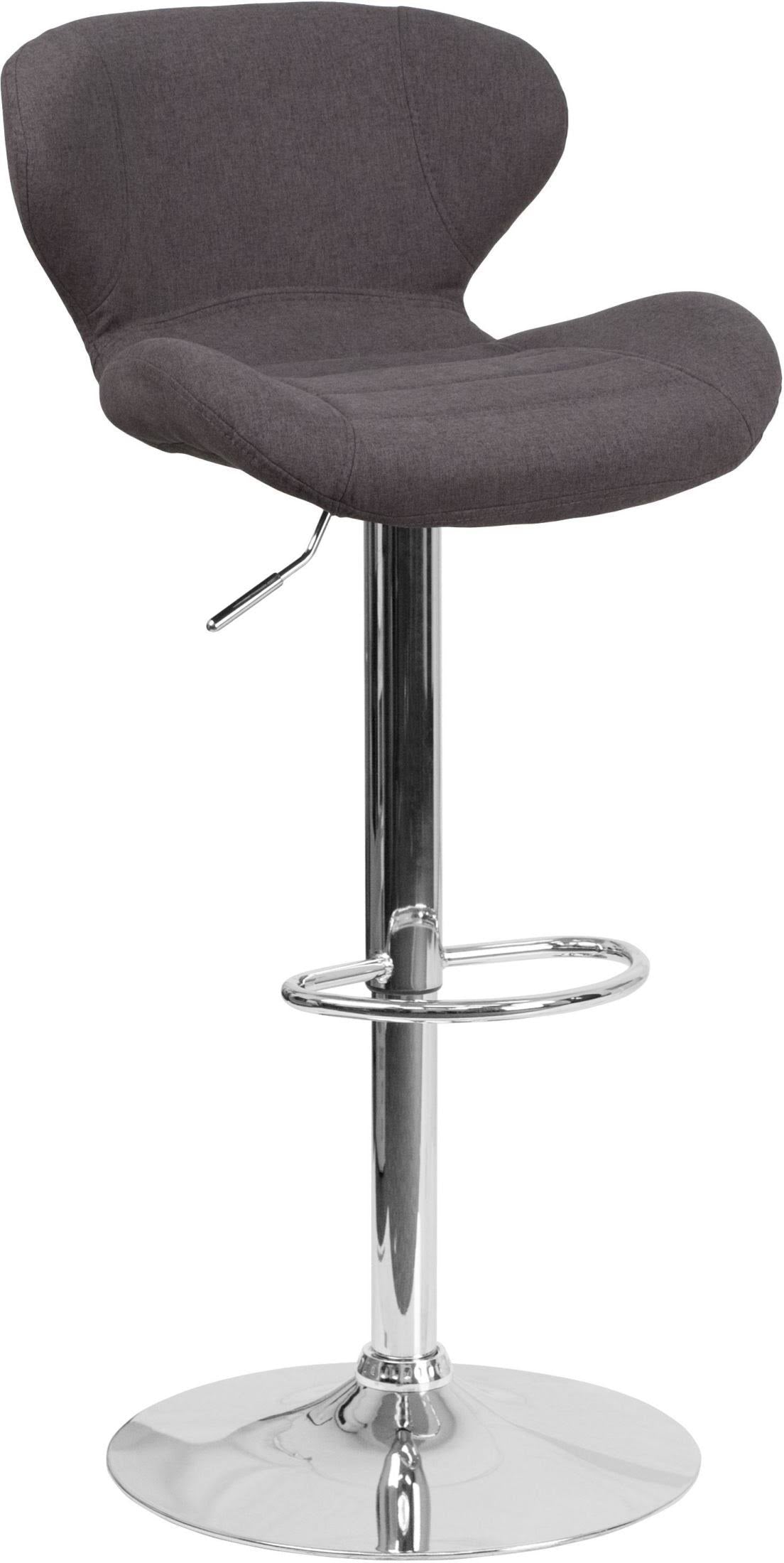 Charcoal Fabric Adjustable Height Barstool with Chrome Base G58076