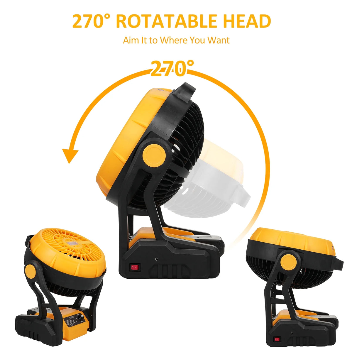 Rechargeable Portable 8 Inch Camping Fan with LED Lantern D1227