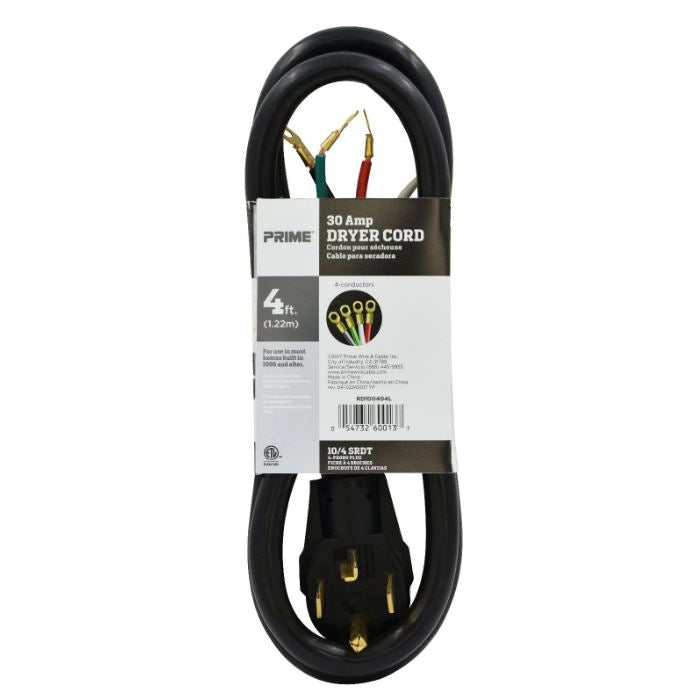 4 Feet 30 Amp 4-Wire Dryer Cord (2 Pack) N8809