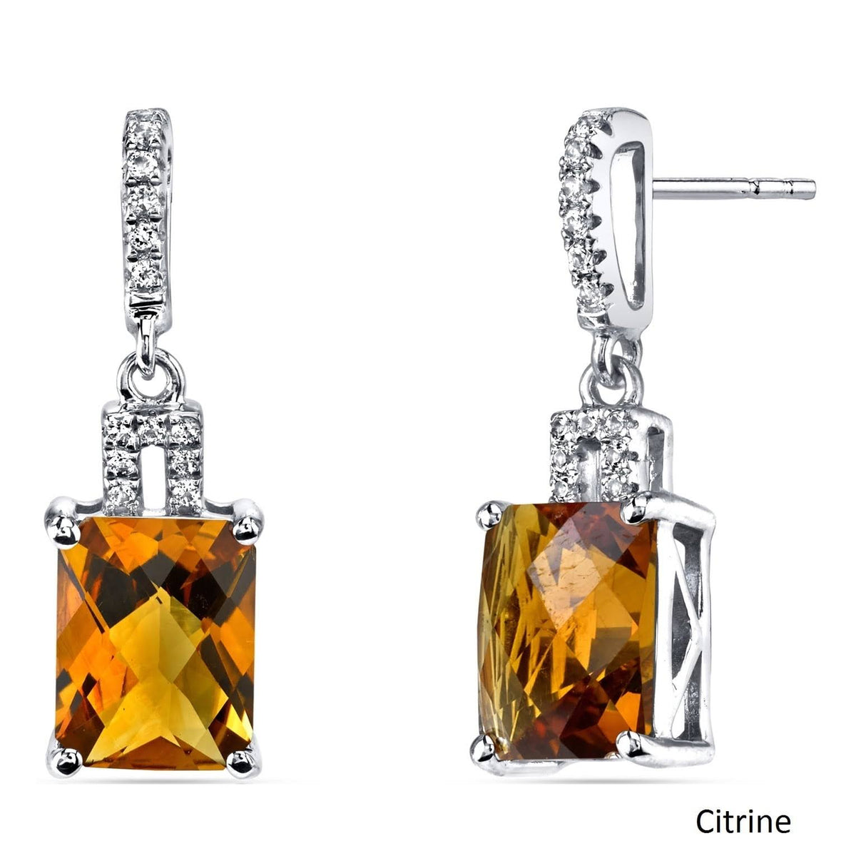 14K White Gold Citrine Earrings S6995