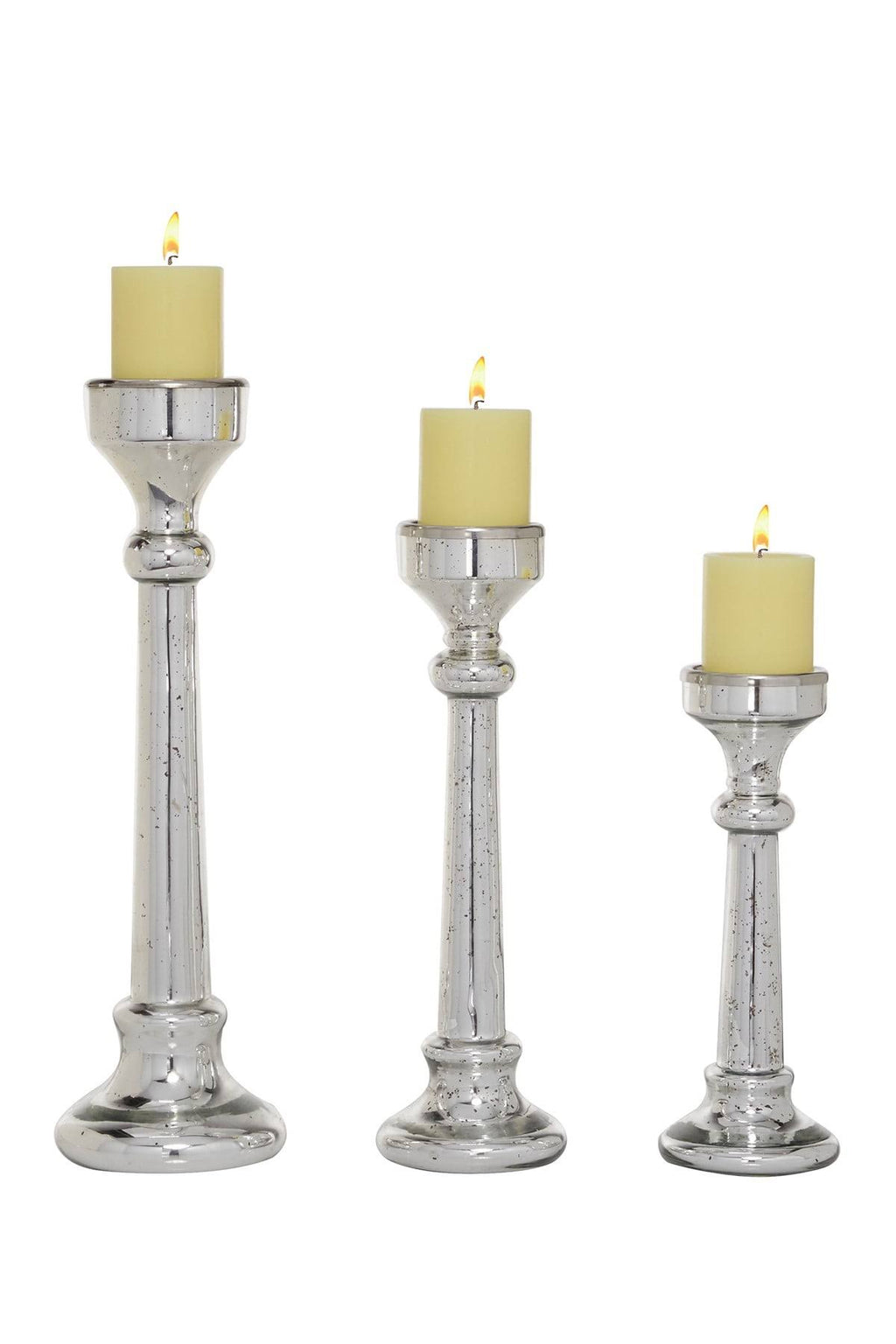 Silver Glass Candle Holder (Set of 3) L467