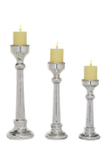Silver Glass Candle Holder (Set of 3) L467