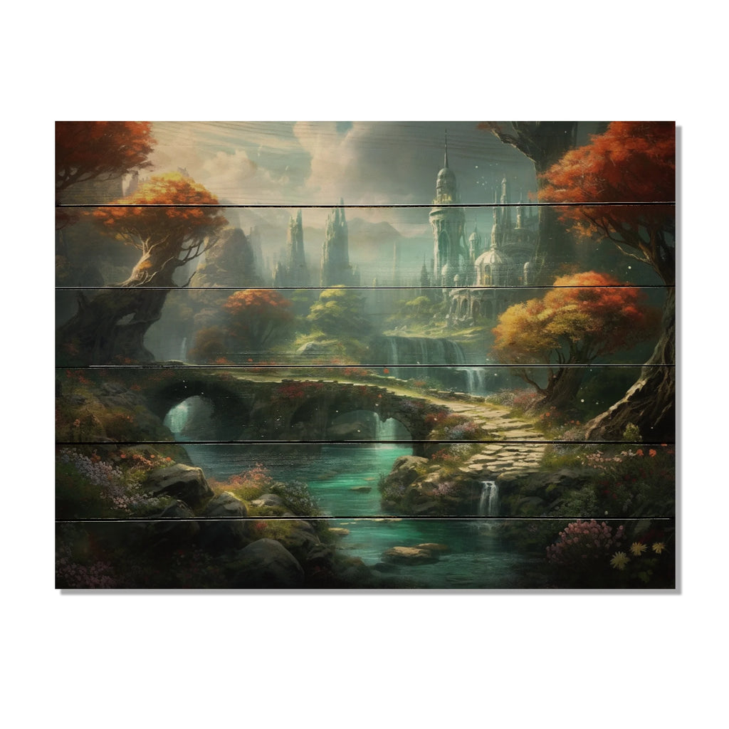 Castles Print on Natural Pine Wood U569