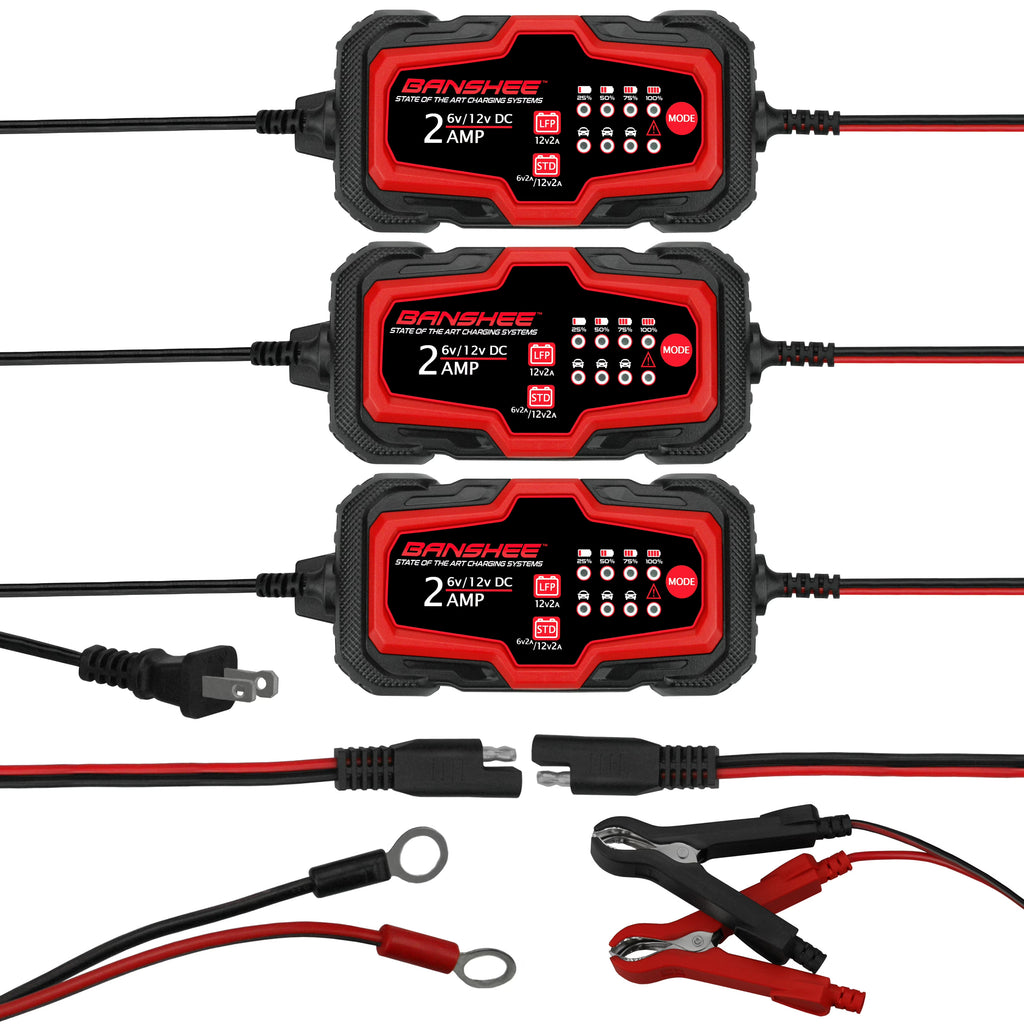 6-12V 2A Automatic Trickle Battery Charger, Pack of 3 V63816